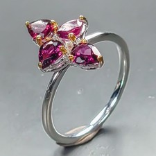 Handmade Natural Rhodolite Ring 925 Sterling Silver Size 5.75 /R461747