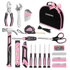 WORKPRO 236PC Pink Women Tool Kit Household Hand Tool Set Basic Home Tool w/Case