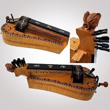 Hand Carved 6 strings 24 keys Hurdy Gurdy,Pretty orange color,Woman Face top