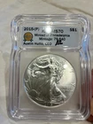 2015 (P) American Silver Eagle ICG MS70 Austin Hutto Signed 79,640 Low Mintage!