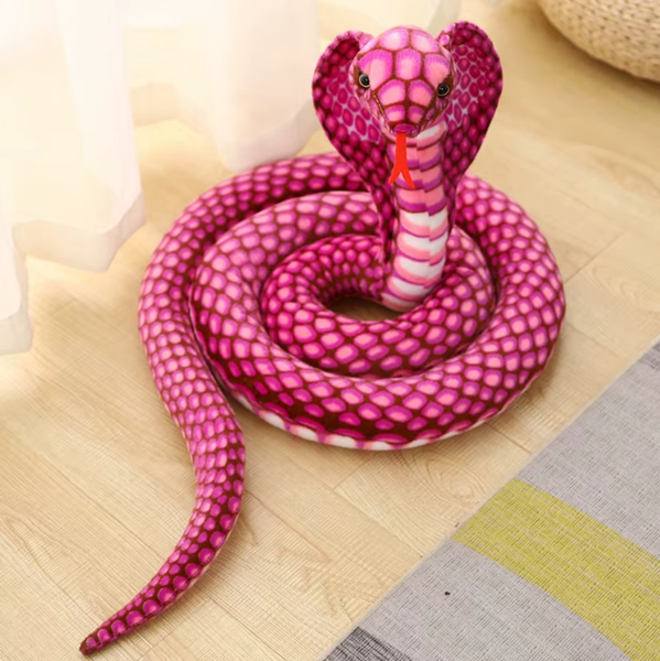 Kobra Schlange Kuscheltier Xxl - 170 Cm PlüSchtier Rosa Pink Stofftier-image