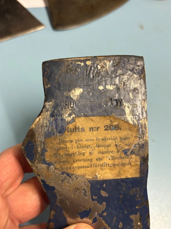 Cabeza de hacha Hults Bruk Nº 206 1,3 kg NOS Etiquetas originales Suecia Vintage HB Foto 4 de 4