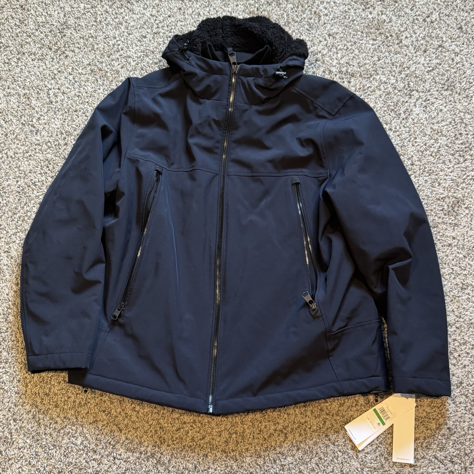 Calvin Klein New Men’s Jacket Large Sherpa Lined Infinite Soft Shell True NAVY