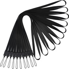 10 Pack Neck Lanyards Black Straps,For Pen Cellphone ID Badges Holder Keys Offic