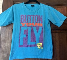 Levis Shirt Youth Sized Vintage 90s Button Your Fly Levis Denim Western Wear Tee
