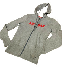 Women s Adidas Full Zip Hoodie Jacket Sweatshirt Size SMALL Gray Pink