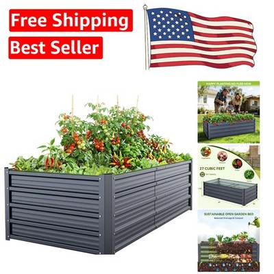 Heavy-Duty Elevated 6x3x1.5 FT Metal Planter Box - Perfect for Root Vegetables