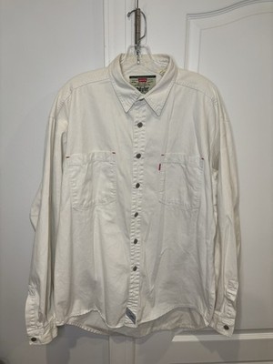 Vtg Levi s Denim Shirt Mens L White Button Up Western Two Pocket Workwear 1994