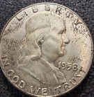 1958D AU 90% Silver Ben Franklin Half Dollar Free Ship NR Classic Precious Metal