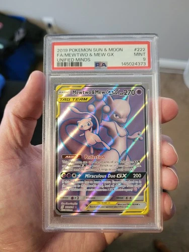 2019 Pokemon Sun & Moon FA/Mewtwo Mew GX Unified Minds #222 PSA 9 Beauty!!💥💥💥
