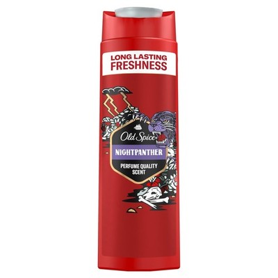 Old Spice Night Panther 3-in-1 Duschgel für Haar, 400 ml (1er Pack), rot 