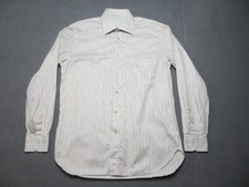 Ermenegildo Zegna Dress Shirt Men 16 Large White Stripe Classic Formal Business