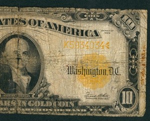 $10 1922 GOLD CERTIFICATE ** DAILY CURRENCY AUCTION ((TEAR))