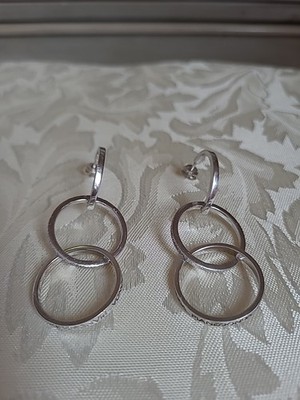 Franco Pianegonda Sterling Silver 925 HOOP & Dangling Open Circles Earrings