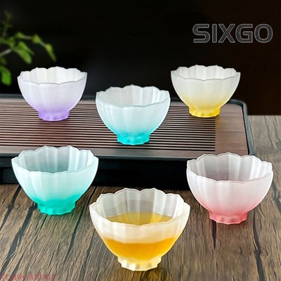 Crystal Glass Tea Cup Frosted Glazed Petal Tea Cup Tea Set