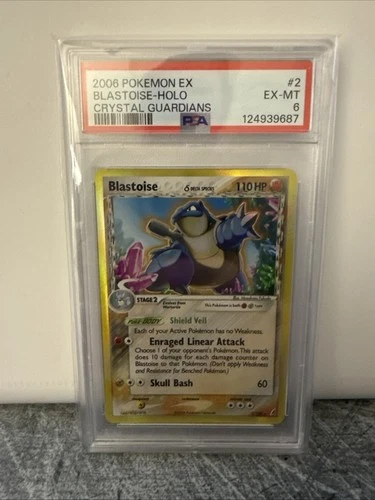 2006 Pokémon Ex Blastoise Holo Crystal Guardians #2 PSA 6 EX-MT