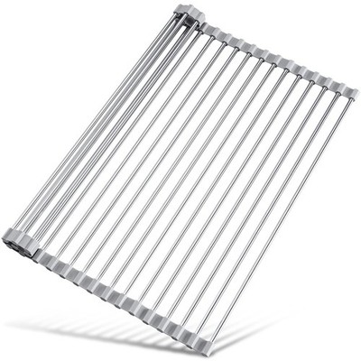 Tomorotec 17.7'' x 15.5'' Roll Up Dish Drying Rack Over 17.7 x 15.5 in, Gray 