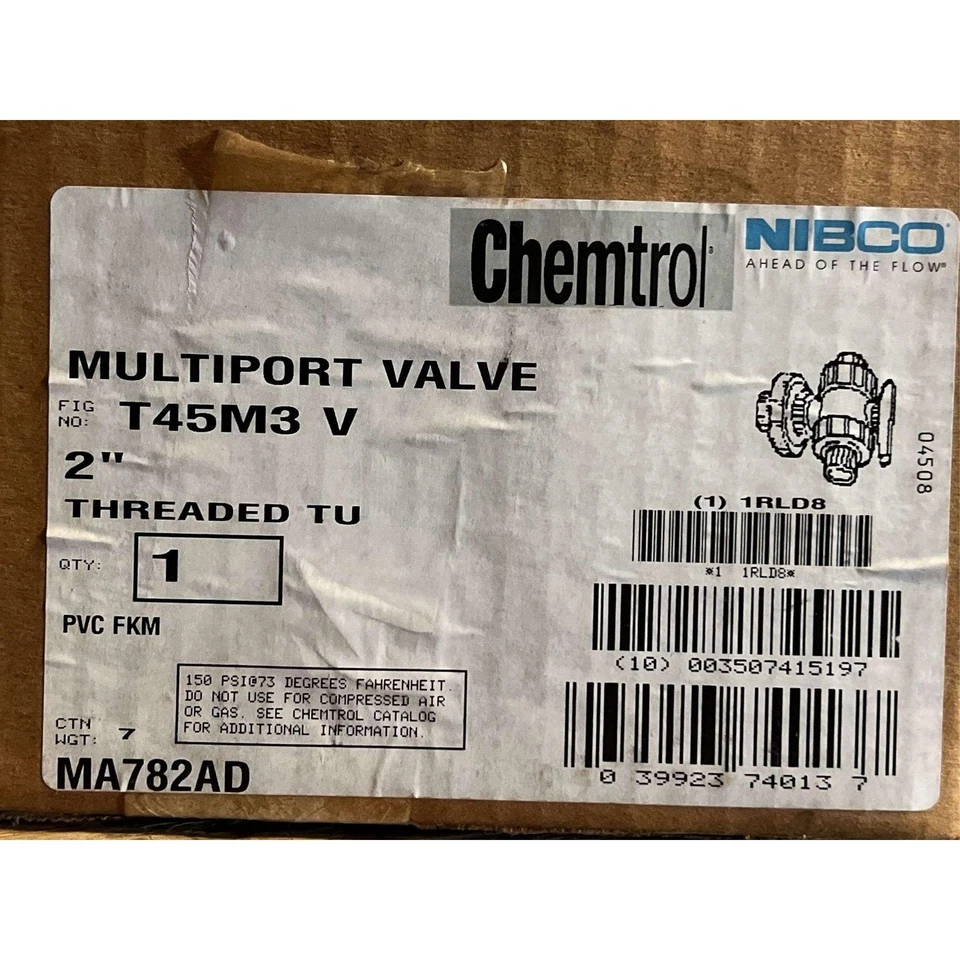 Nibco MA782AD Chemtrol Ball Valve 3Way True Union 2in FNPT PVC FKM T45M3-V - Image 2 of 4