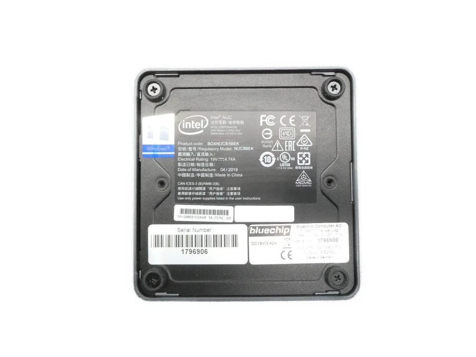 Intel NUC Bluchip PC Compatto Pro G8 i5-8259U 16GB 512GB WLAN BT USB-C HDMI W11 - Immagine 4 di 4