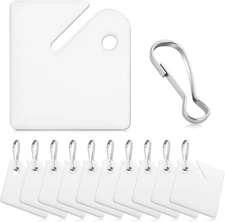 200PCS Slotted Key Tags, 1.5 Inch Plastic White Square Hanging Tags with Metal S