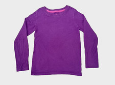 Hanes Girls Small 6y Purple Long Sleeves Basic Cotton Top T-Shirt