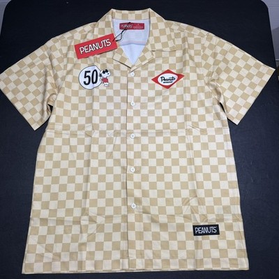 Peanuts Racing Motorsports Men s Shirt Size Small Button Down Checker Flag