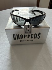 Choppers Bikers Men's Black Frame With Blue Flame Accents Wraparound Sunglasses