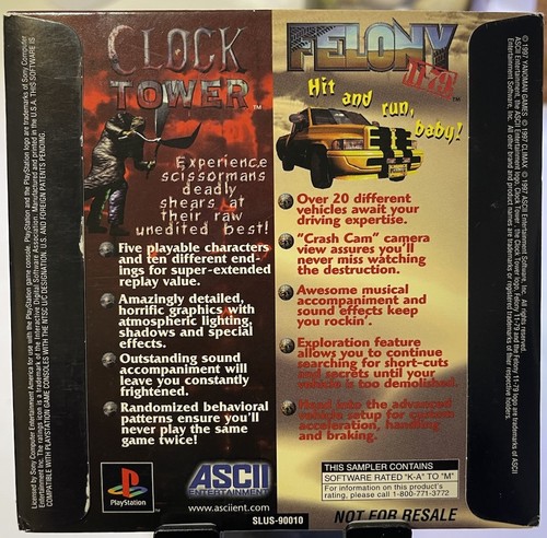 ASCII Demo CD Clock Tower / Felony (PS2) Promo Disc - Tested Mint Rare ‼️ - Picture 2 of 4