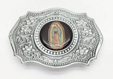 Vintage Guadalupe Floral Belt Buckle - Made in Mexico 2004 - Virgin Mother Mary