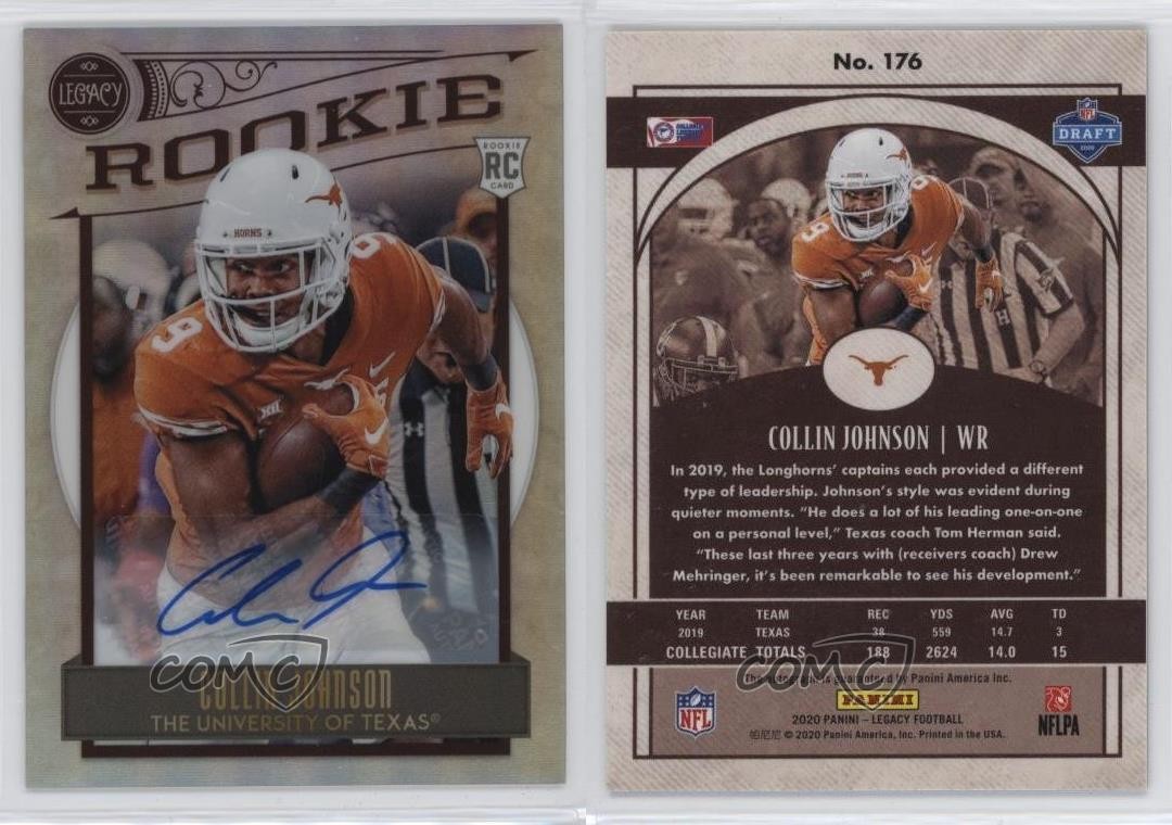 2020 Legacy Rookies Premium Penmanship Silver Collin Johnson Rookie Auto RC tw7