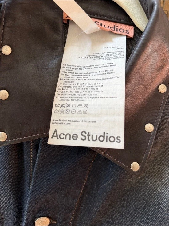 Acne Studios Oversized Denim Jacket Studded Black Leather Collar Unisex - EUR S - product detail image 8