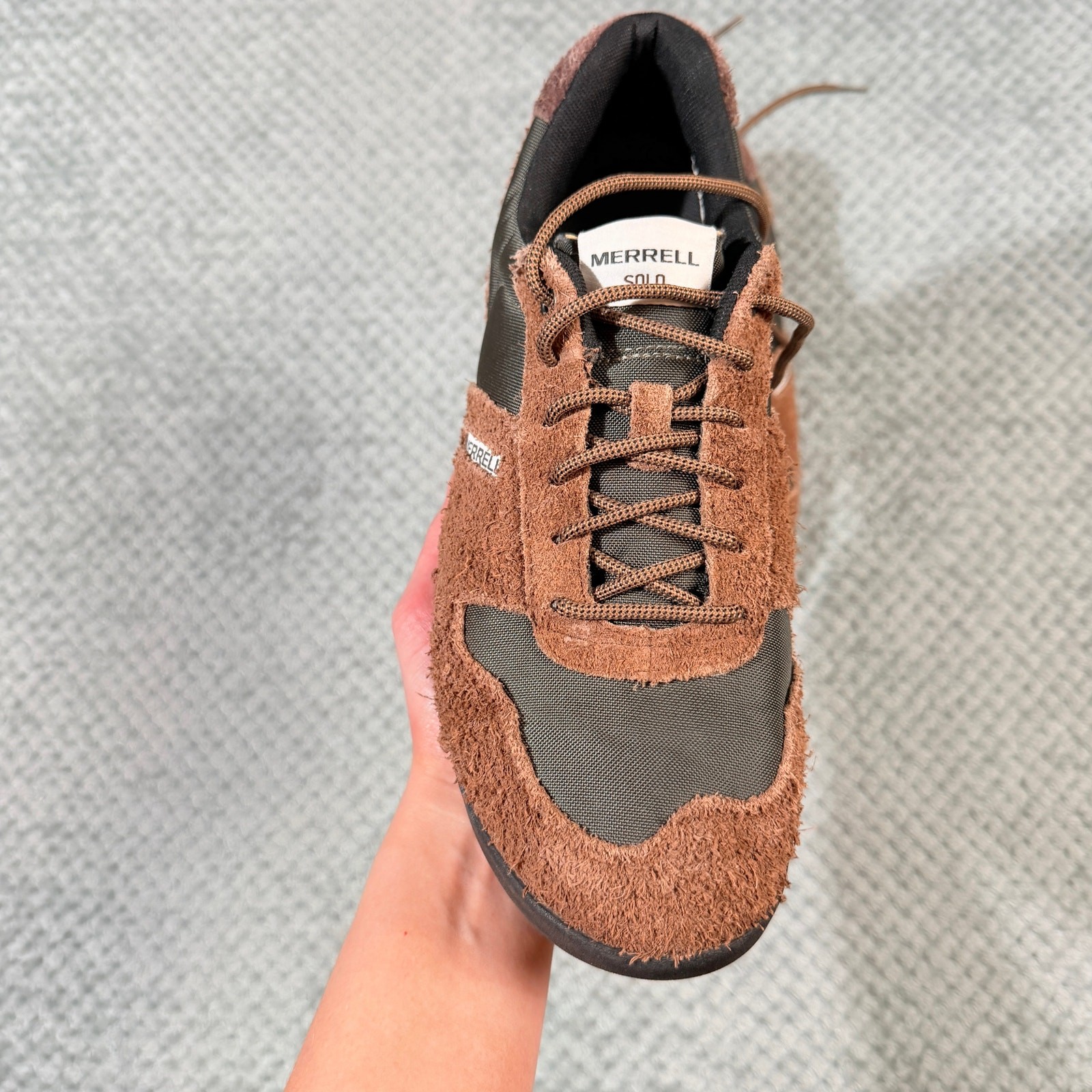 Merrell Solo Luxe 2 Brown/Green Suede Leather Hiking Trail Shoes J003969 Mens 11