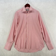Charles Tyrwhitt Dress Shirt Mens 16 34/35 Pink Stripe Long Sleeve French Cuff