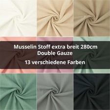 Musselin Stoff extra breit 280cm, Double Gauze, uni (Meterware ab 0,50m)