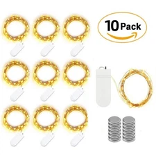 10 Pack 6.6ft 20 LEDs Battery Operated Mini LED Copper Wire String Fairy Lights