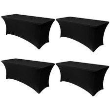 6ft Black Spandex Table Cover - 4 Pack Wedding Banquet Party