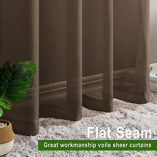 Sheer Curtains 84 Inches Long with Tiebacks, 52"W x 84"L (Pack of 2) Brown - Picture 5 of 7