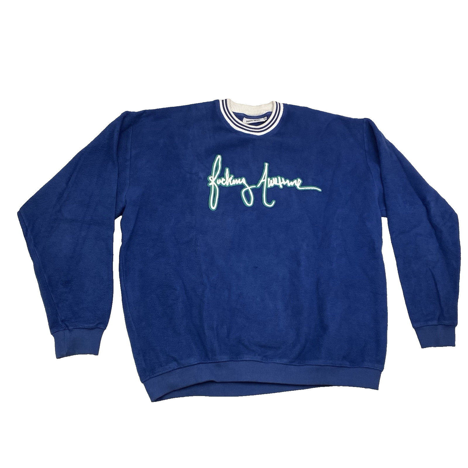 FuckingAwesome Blue Patch Script Sweater Inside O… - image 1