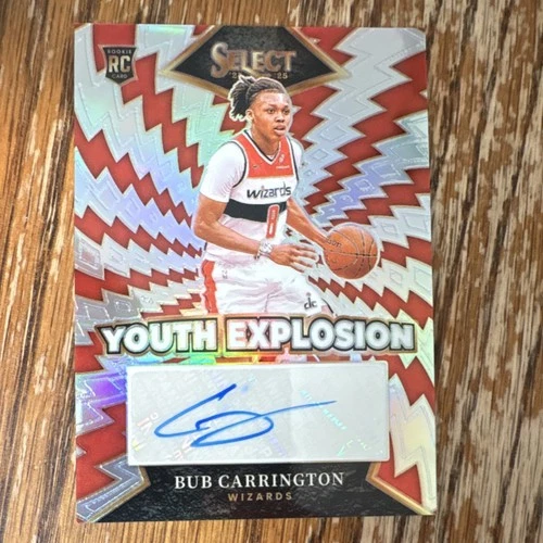 2024-25 Panini Select Bub Carrington Youth Explosion Auto RC #YE-BUB Wizards