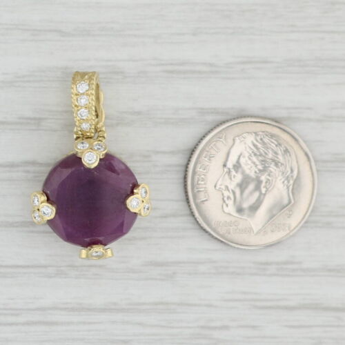 Redondo Rubí 0.25ctw Diamante Potenciador Colgante 18k Oro Amarillo Judith Ripka - Imagen 4 de 4