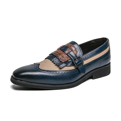 Scarpe eleganti casual da uomo slip on nappa scarpe Oxford formali a coda di rondine ballo brogue - Foto 24 di 24