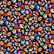 Michael Miller - Sea World - Shellebration - Black, Fabric BTY