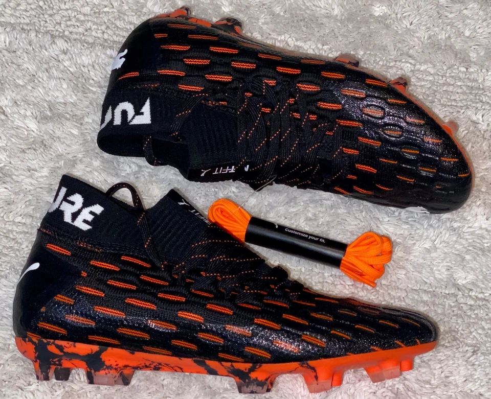 Botines de fútbol PUMA Future 6.1 Netfit negro naranja FG AG NUEVOS jóvenes niños niñas 5.5 Foto 3 de 4