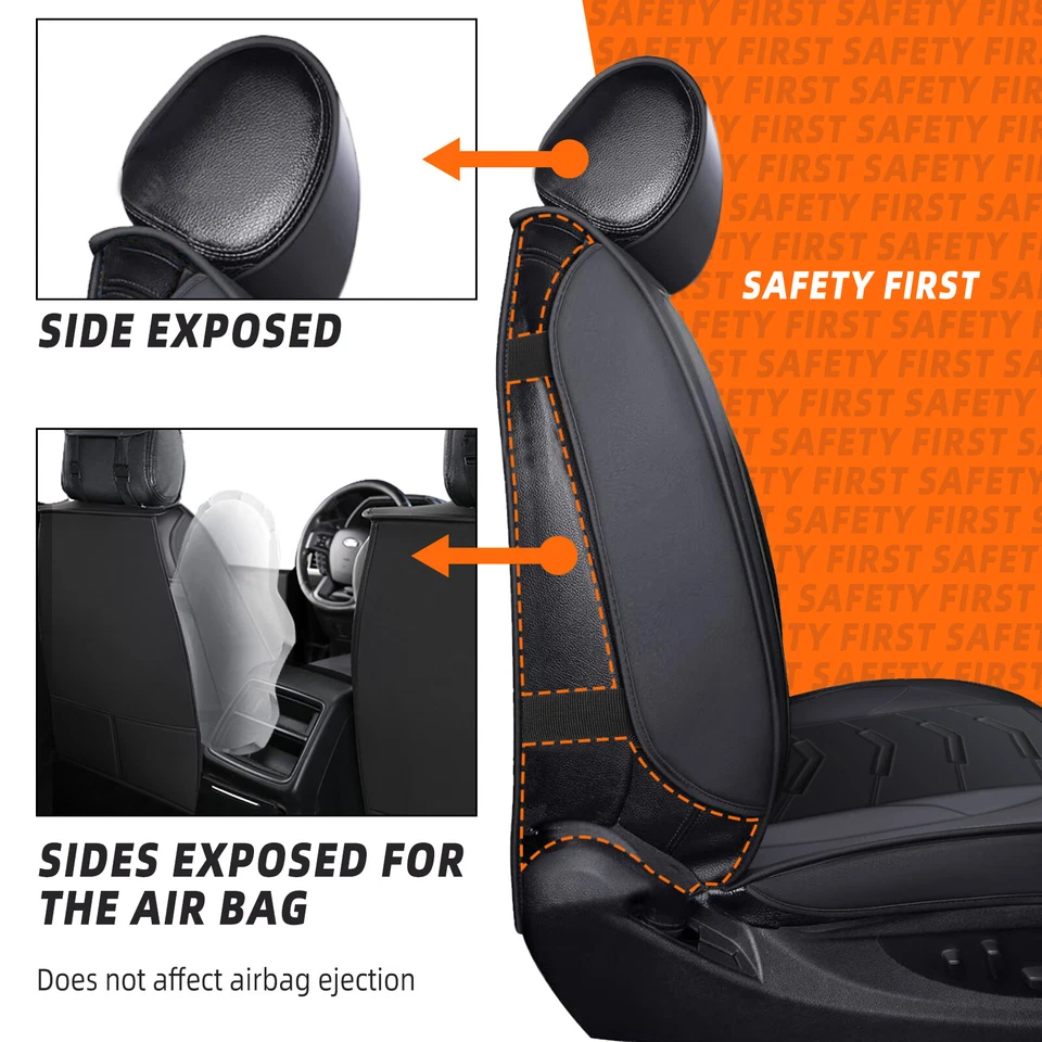 Fundas de asiento de auto calibre 2/5 asientos delanteros traseros completos de cuero PU para Dodge Avenger Foto 3 de 4