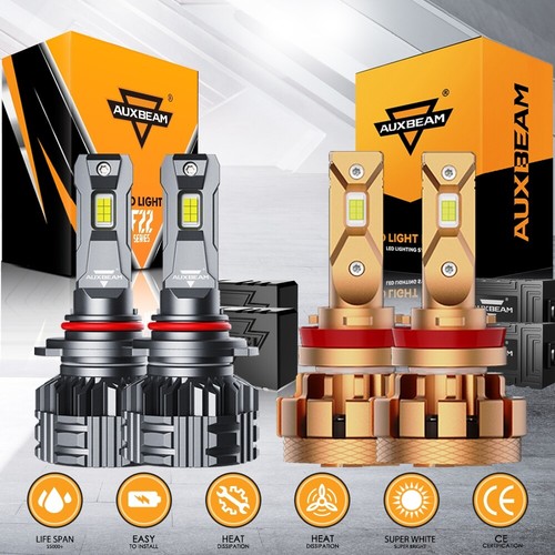 Combo de faros LED Canbus AUXBEAM 9005 H11 bombillas de haz alto/bajo súper blanco brillante - Imagen 1 de 12