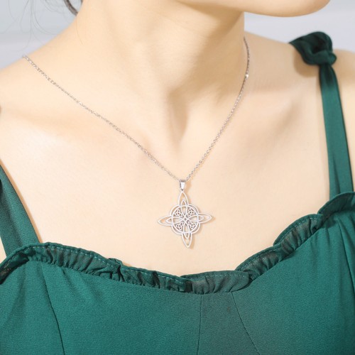 NewWitches Knot Necklace Stainless Steel Celtics Magic Knot Amulet Jewelry Gift - Bild 7 von 21