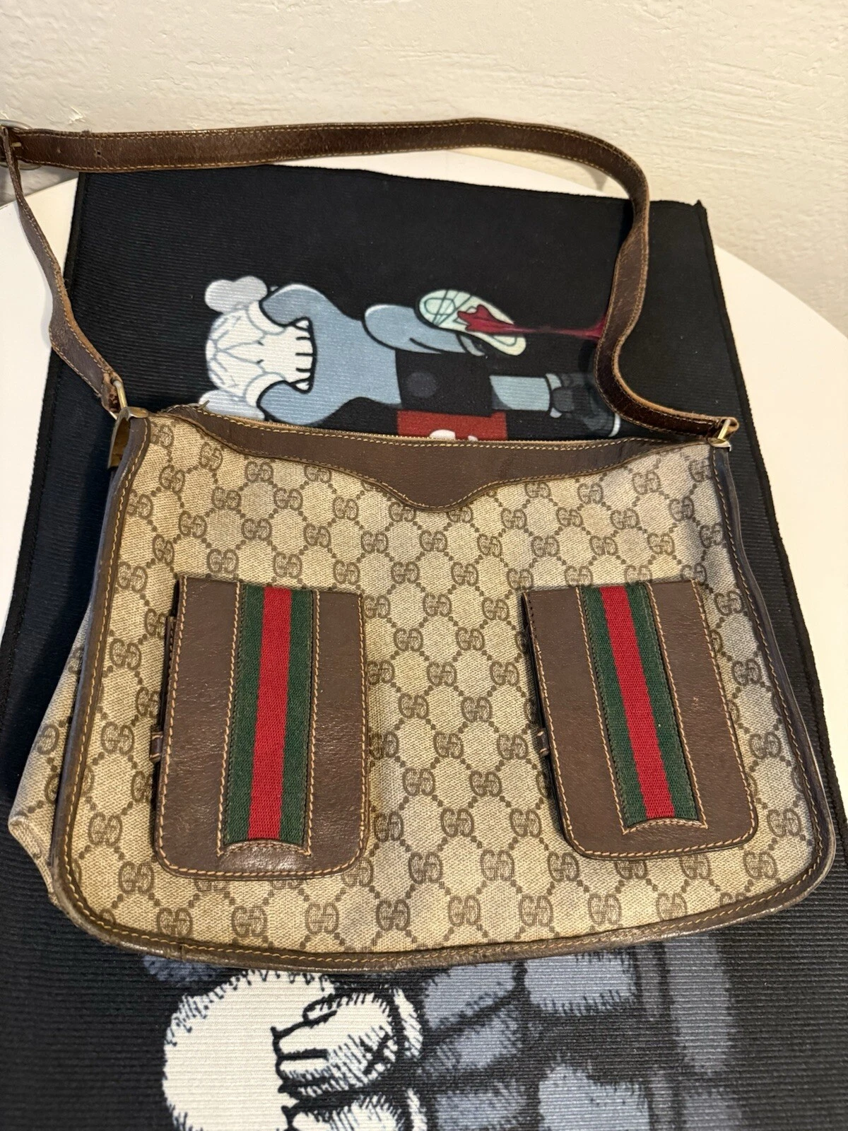 Sac à bandoulière Gucci GG Supreme Web Sherry Line