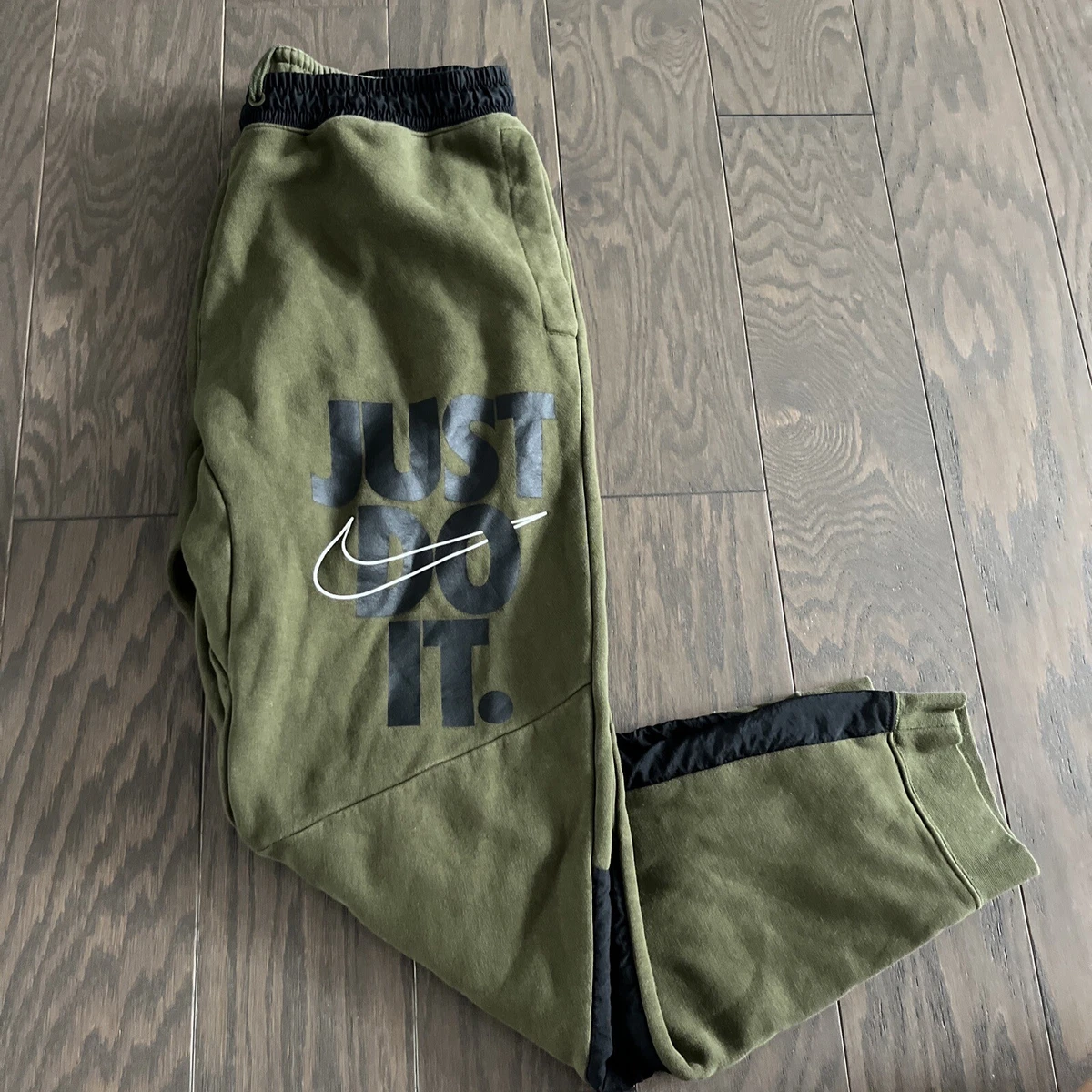 Nike HBR JDI Mens Joggers Pants Medium Olive Green Just Do It Logo 931903 395