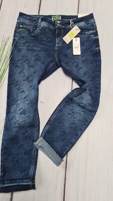 Street One Jeans Stretch Hose Modell York 28er Länge blau blue Aufdruck (8 317)