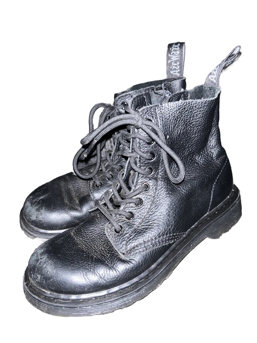 Martens 1460 PASCAL MONO J Black Leather Lace Up Zip Ankle